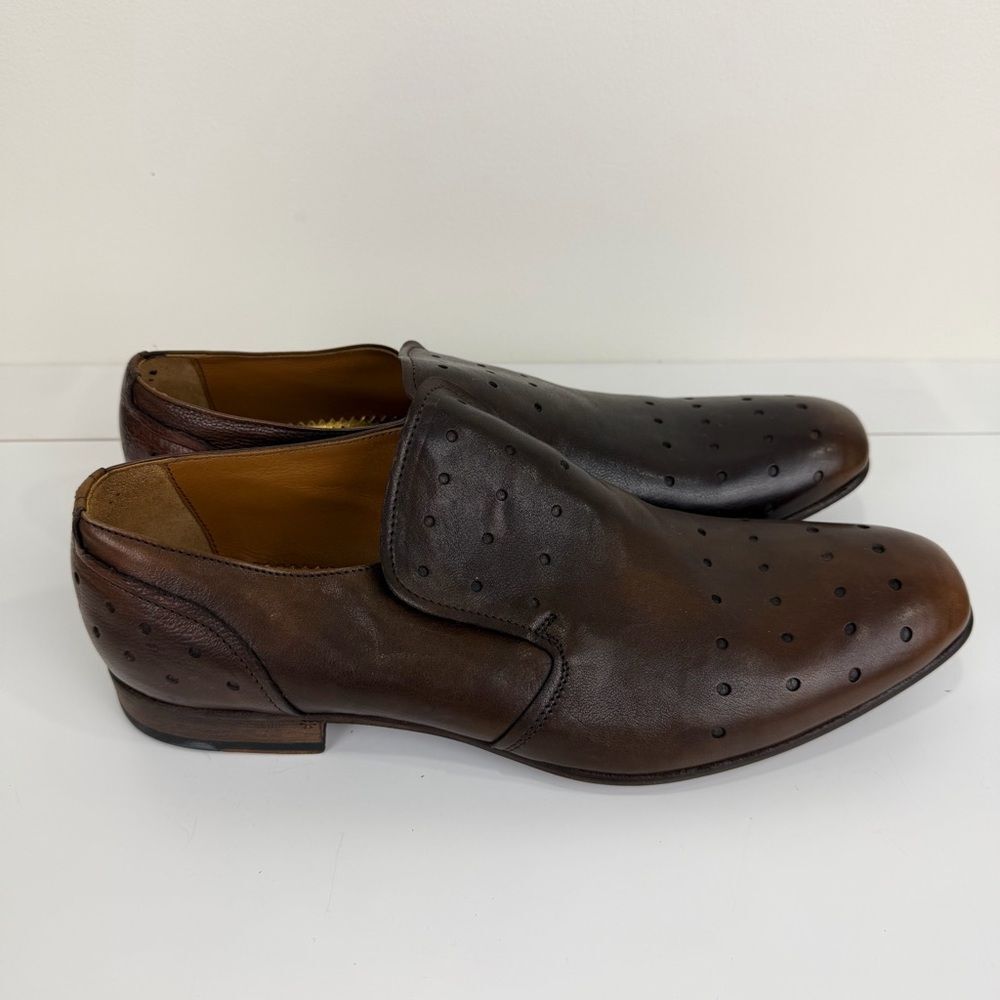 Area Forte Brown Leather Perforated Italian Loafers Dress Shoes EU 45 New - Picture 4 of 8